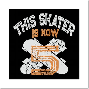 This Skater Is Now 5 Years Old Kid 5th Birthday Skate Lover print Posters and Art